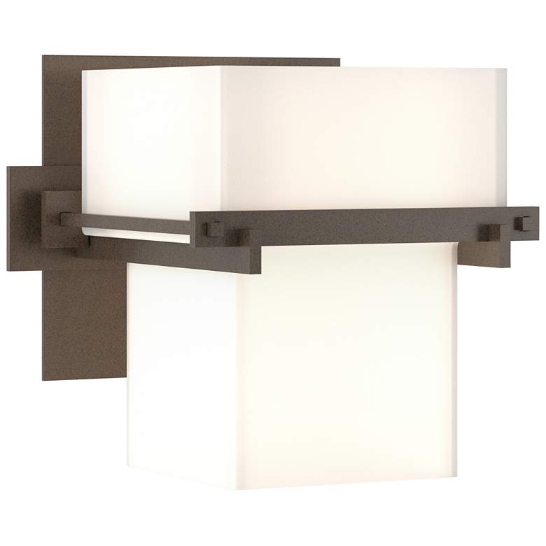Image 1 Kakomi 6" High Tall Bronze Sconce With Opal Glass Shade