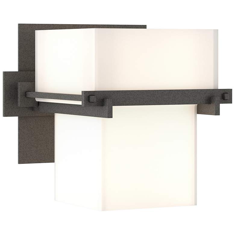 Image 1 Kakomi 6" High Tall Natural Iron Sconce With Opal Glass Shade