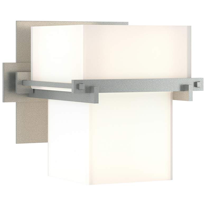 Image 1 Kakomi 6" High Tall Vintage Platinum Sconce With Opal Glass Shade