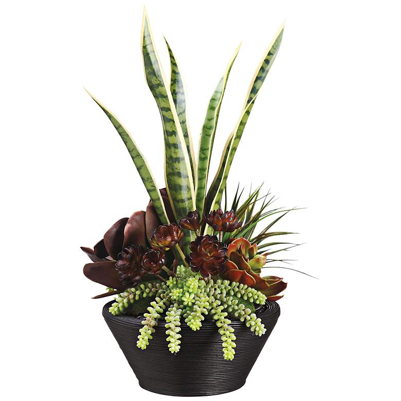 Image 1 Kalanchoe and Echeveria 26" High Faux Succulent Flowers