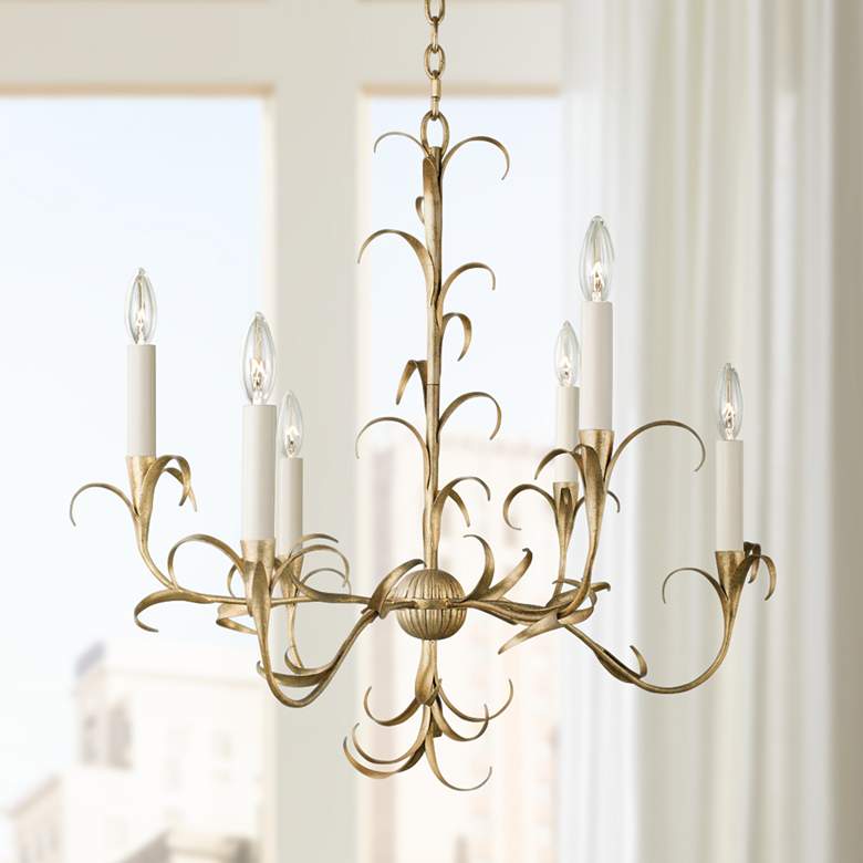 Image 1 Kalco Ainsley 26" Wide Oxidized Gold Leaf 6-Light Chandelier