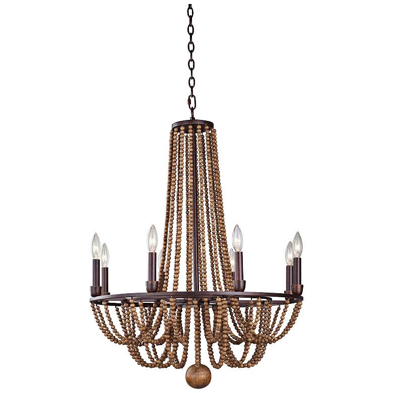 Image 1 Kalco Beechwood 26" Wide Royal Mahogany 8-Light Chandelier