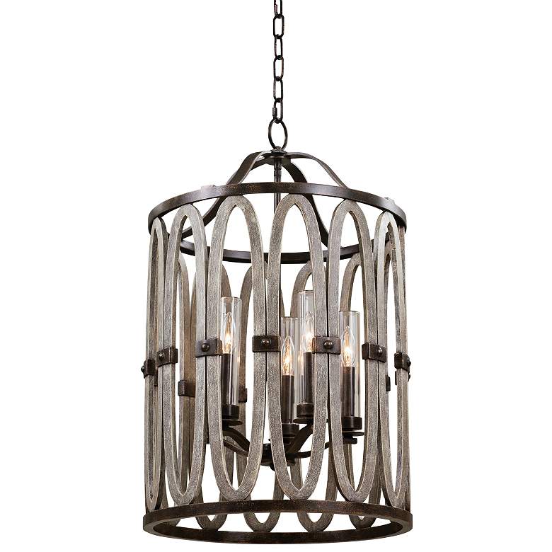 Image 1 Kalco Belmont 30" High Florence Gold Outdoor Hanging Light