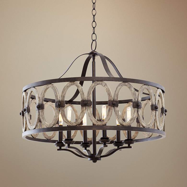 Image 1 Kalco Belmont Florence 28 1/2" Wide Wrought Iron Gold Chandelier