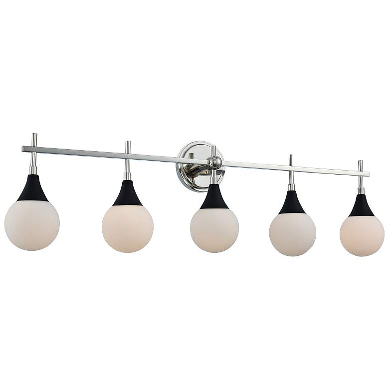 Image 2 Kalco Bogart 39" Wide Black and Polished Nickel 5-Light Bath Light