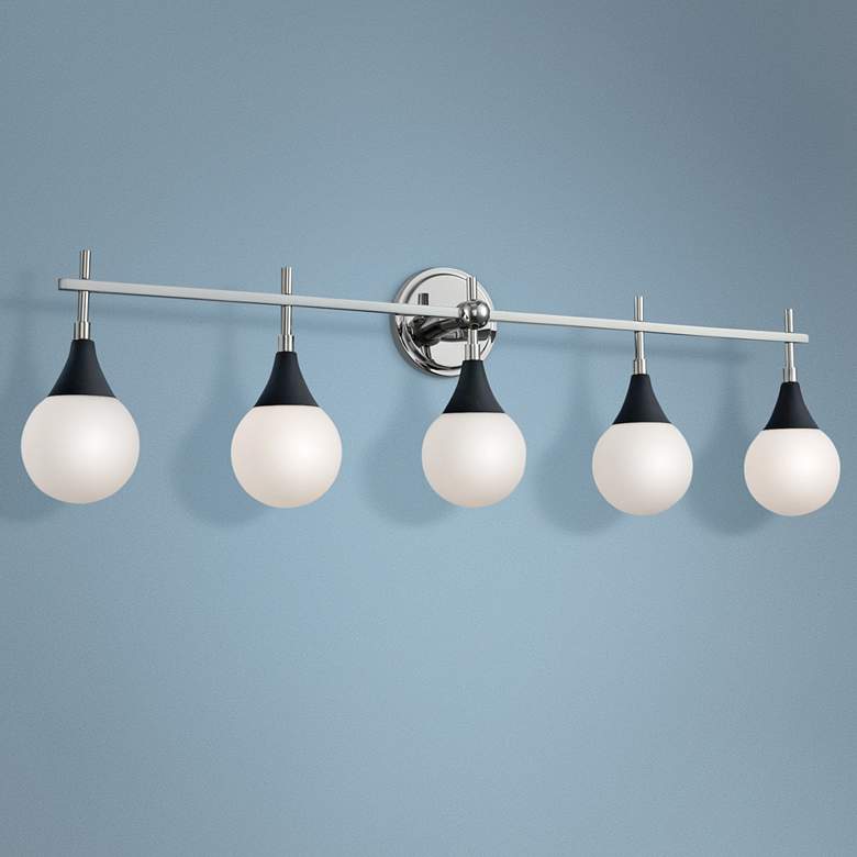 Image 1 Kalco Bogart 39" Wide Black and Polished Nickel 5-Light Bath Light