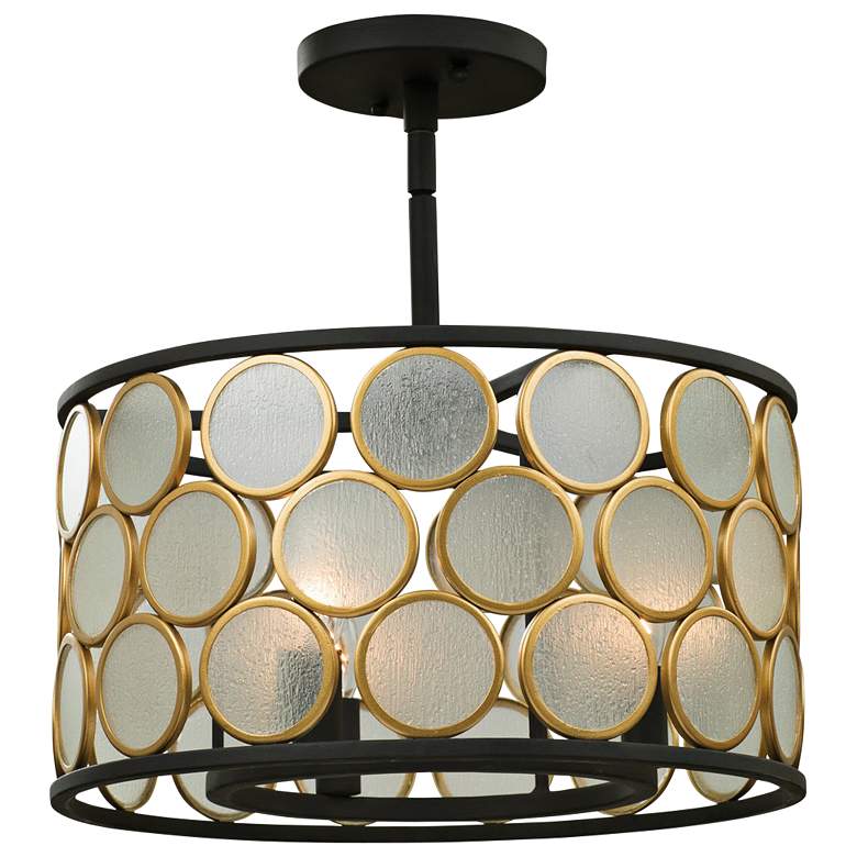 Image 2 Kalco Corsa 16" Wide Matte Black and Gold Ceiling Light