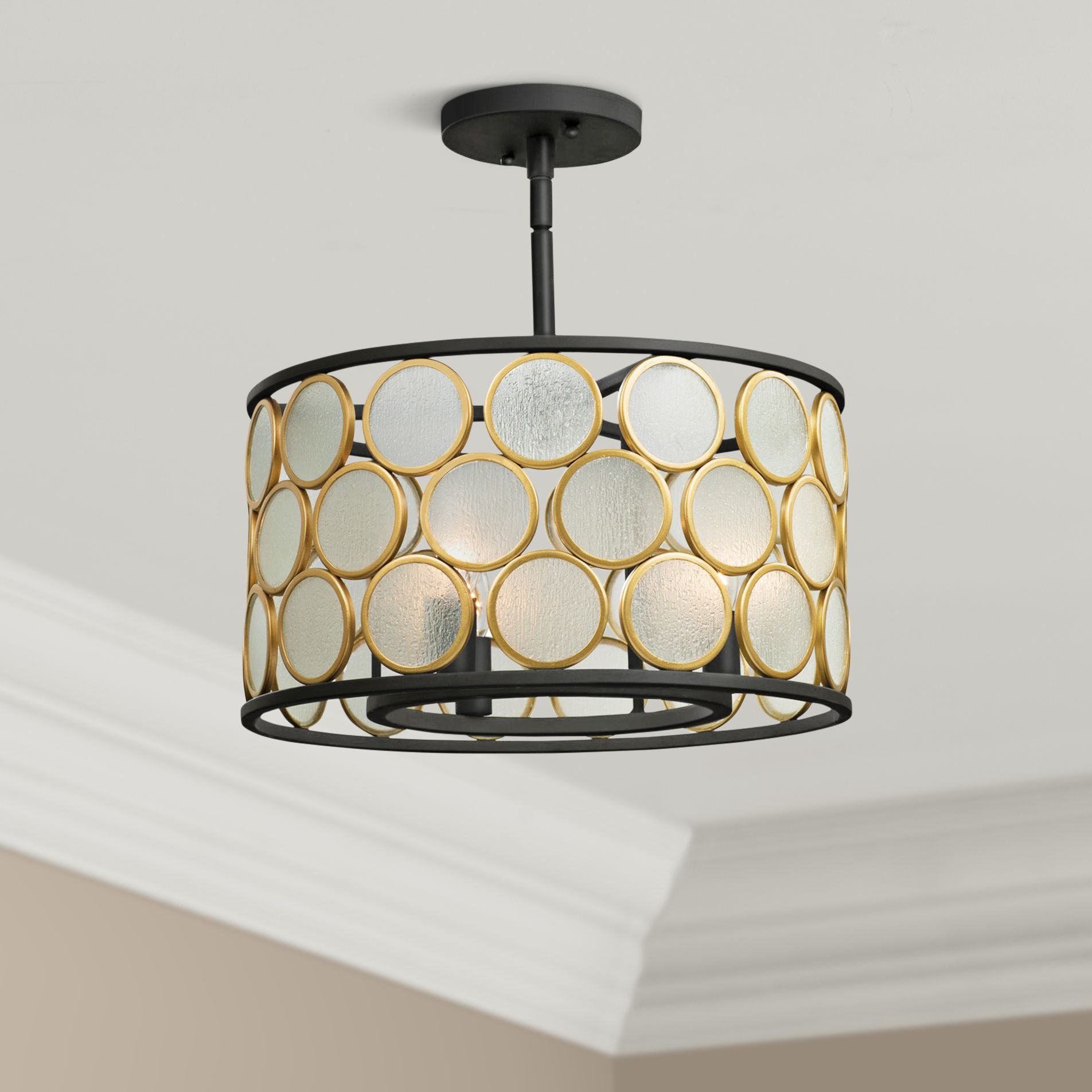 black and gold semi flush ceiling light