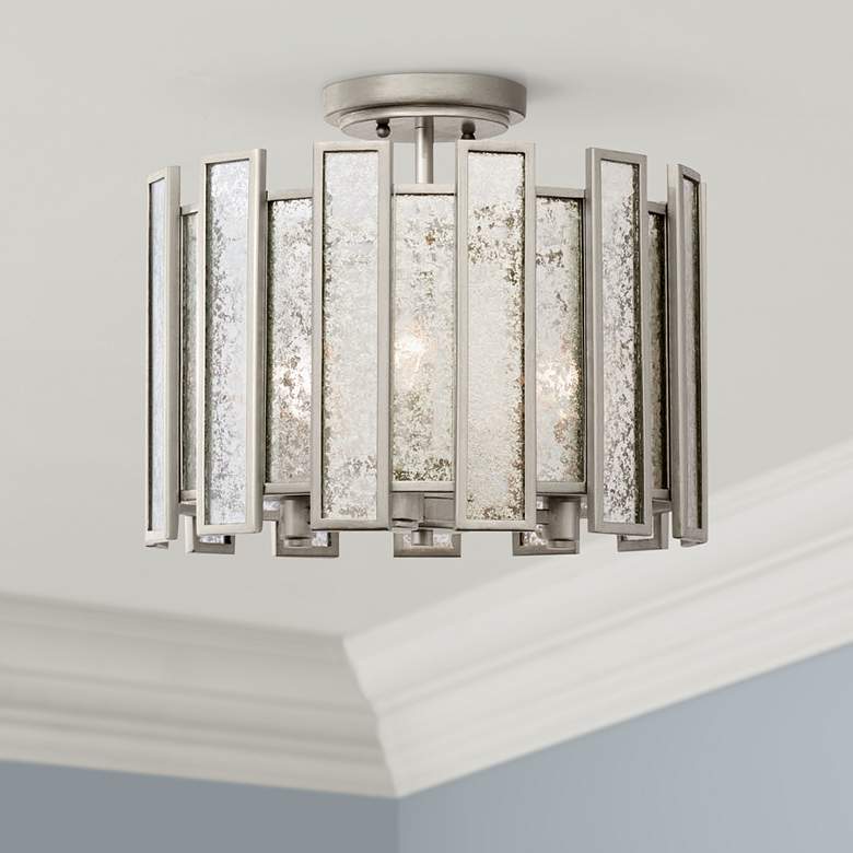 Image 1 Kalco Palisade 15" Wide Tarnished Silver Ceiling Light