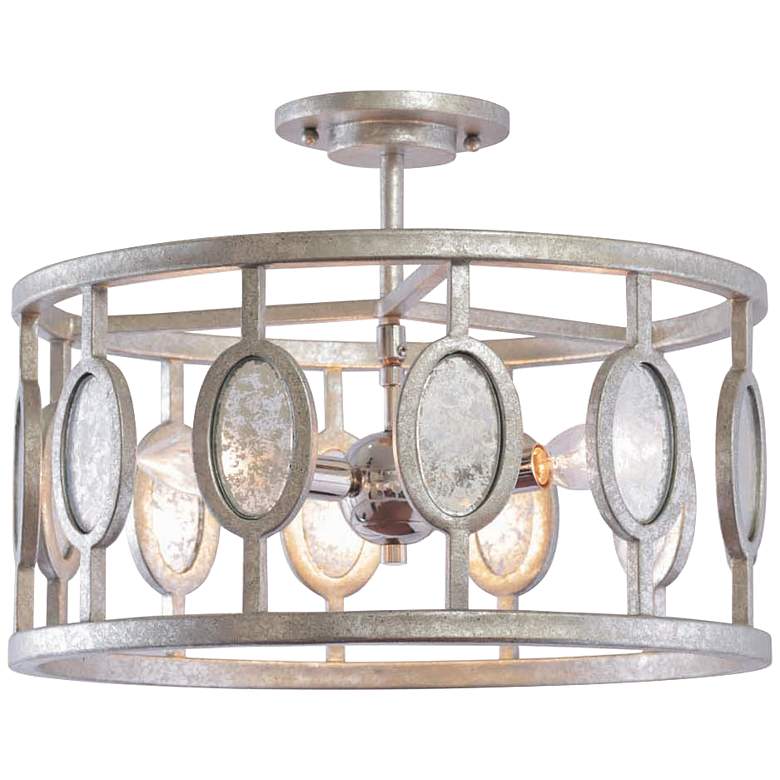 Image 2 Kalco Palomar 16" Wide Vintage Silver Leaf 3-Light Ceiling Light