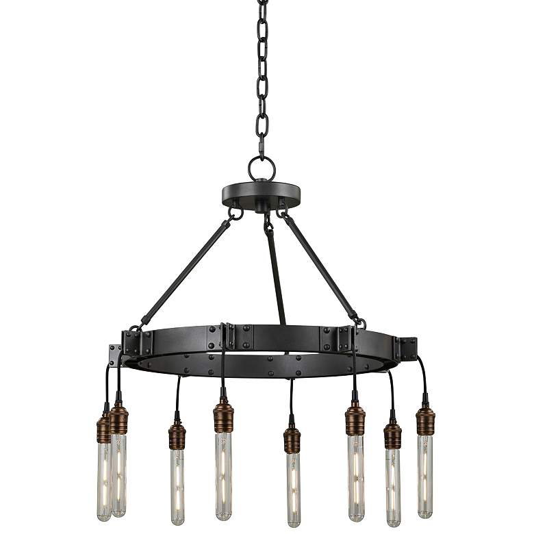 Image 2 Kalco Stuyvesant 24" Wide Matte Gun Metal 8-Light Ring Chandelier