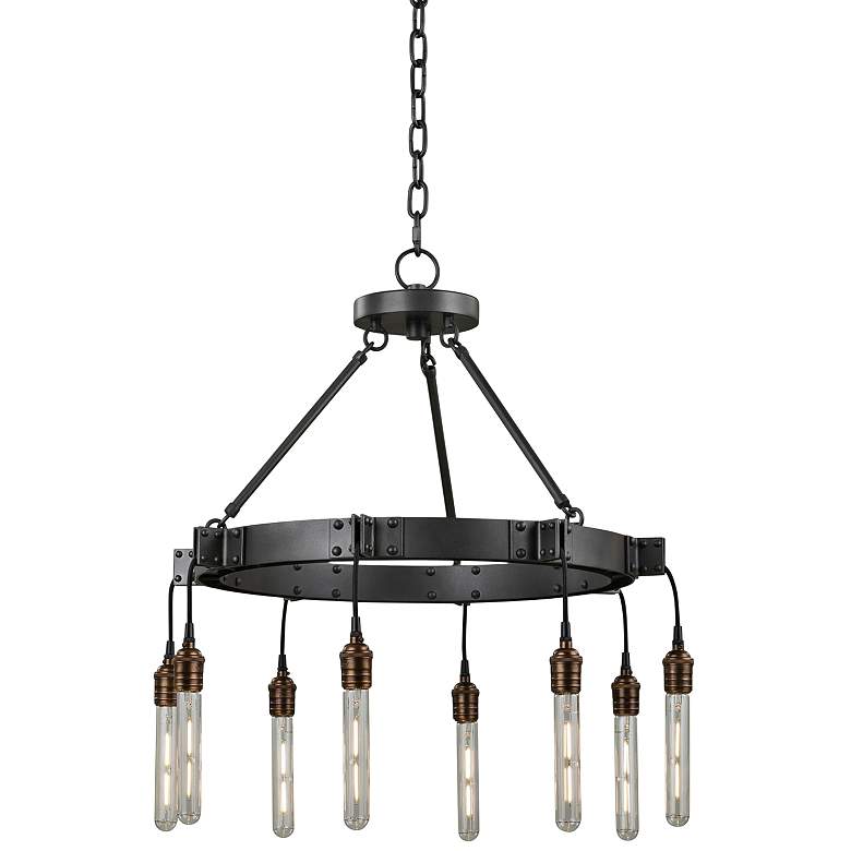 Image 2 Kalco Stuyvesant 24 inch Wide Matte Gun Metal 8-Light Ring Chandelier