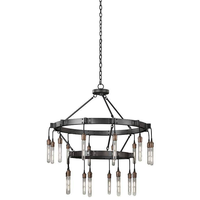 Image 2 Kalco Stuyvesant 36" Matte Gun Metal 20-Light 2-Tier Ring Chandelier