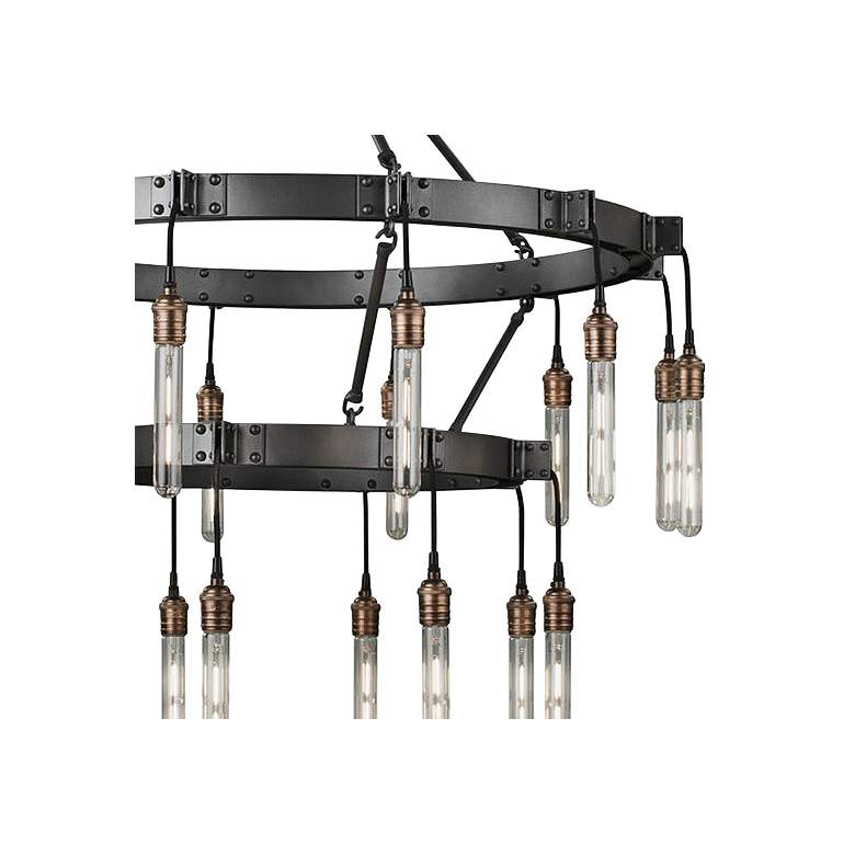 Image 3 Kalco Stuyvesant 36" Matte Gun Metal 20-Light 2-Tier Ring Chandelier more views