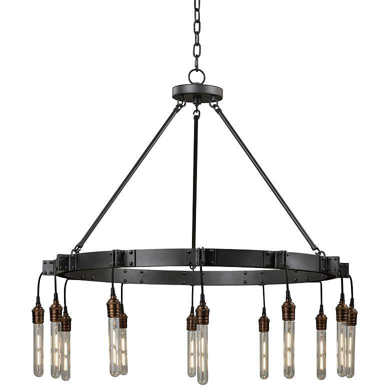 Image 2 Kalco Stuyvesant 36" Wide Matte Black 12-Light Ring Chandelier