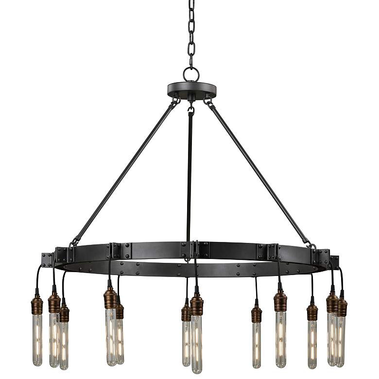 Image 2 Kalco Stuyvesant 36 inch Wide Matte Black 12-Light Ring Chandelier