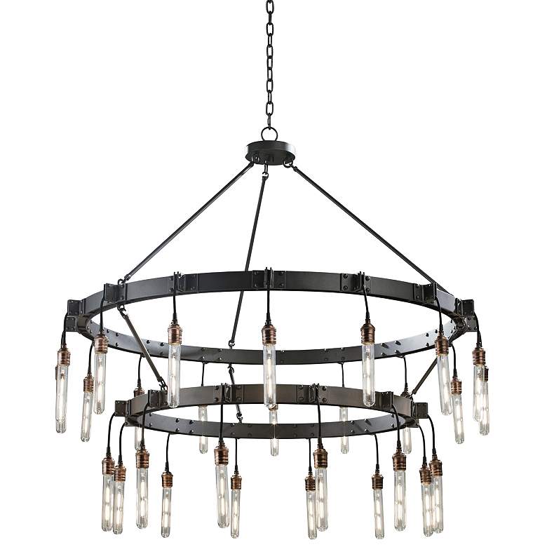 Image 2 Kalco Stuyvesant 48" Matte Gun Metal 28-Light 2-Tier Ring Chandelier