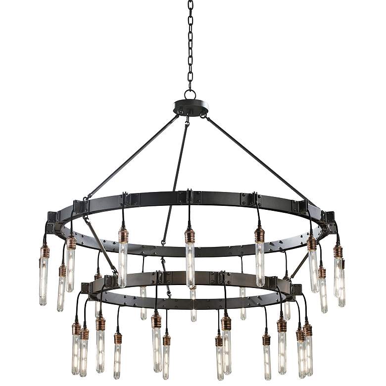 Image 2 Kalco Stuyvesant 48 inch Matte Gun Metal 28-Light 2-Tier Ring Chandelier