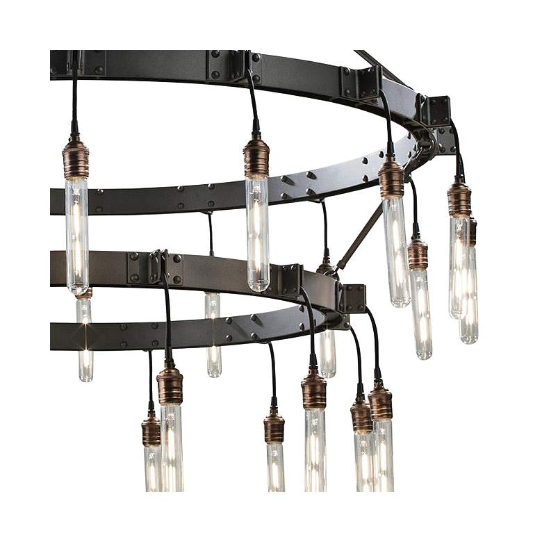 Image 3 Kalco Stuyvesant 48" Matte Gun Metal 28-Light 2-Tier Ring Chandelier more views