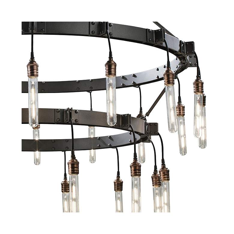 Image 3 Kalco Stuyvesant 48 inch Matte Gun Metal 28-Light 2-Tier Ring Chandelier more views