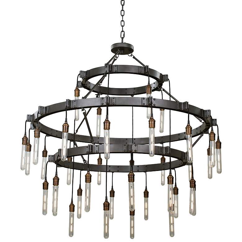 Image 2 Kalco Stuyvesant 48 inch Matte Gun Metal 36-Light 3-Tier Ring Chandelier