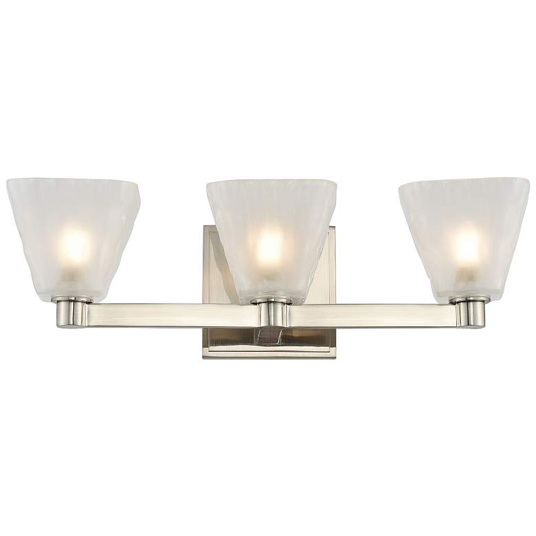 Image 2 Kalco Weston 17 inch Wide Glazed Nickel 3-Light LED Bath Light