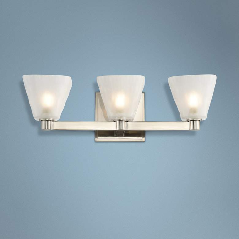 Image 1 Kalco Weston 17 inch Wide Glazed Nickel 3-Light LED Bath Light