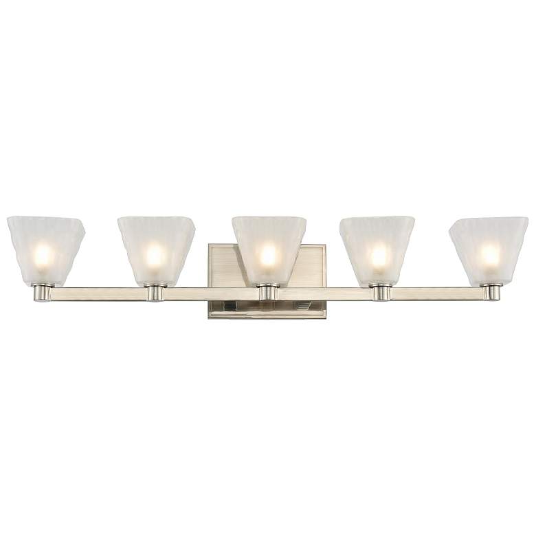 Image 1 Kalco Weston 30" Wide Glazed Nickel 5-Light LED Bath Light