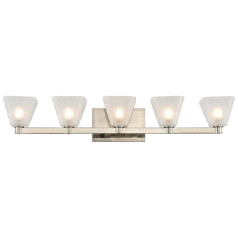 Image 1 Kalco Weston 30 inch Wide Glazed Nickel 5-Light LED Bath Light