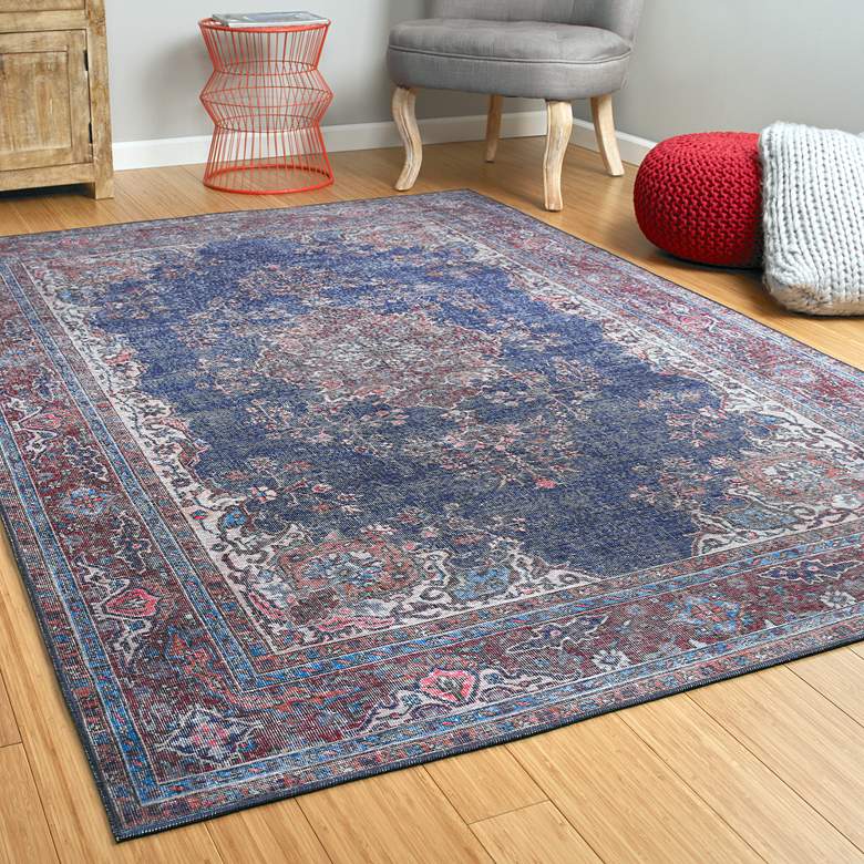 Image 1 Kaleen Boho Patio BOH09-17 5&#39;x7&#39;6 inch Blue Denim Area Rug