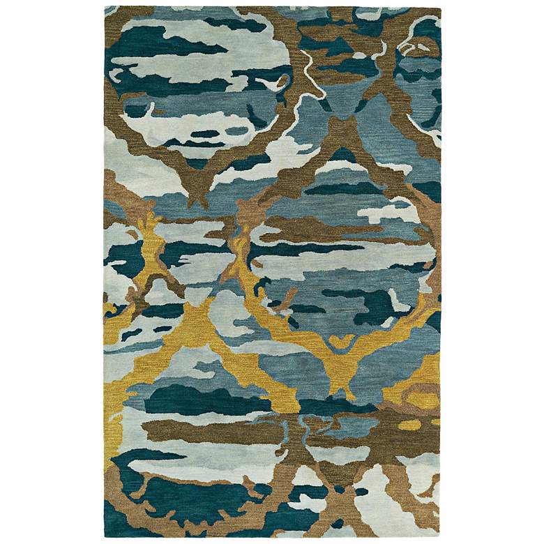 Image 1 Kaleen Brushstrokes BRS02-17 5&#39;x7&#39;9 inch Deep Blue Wool Rug