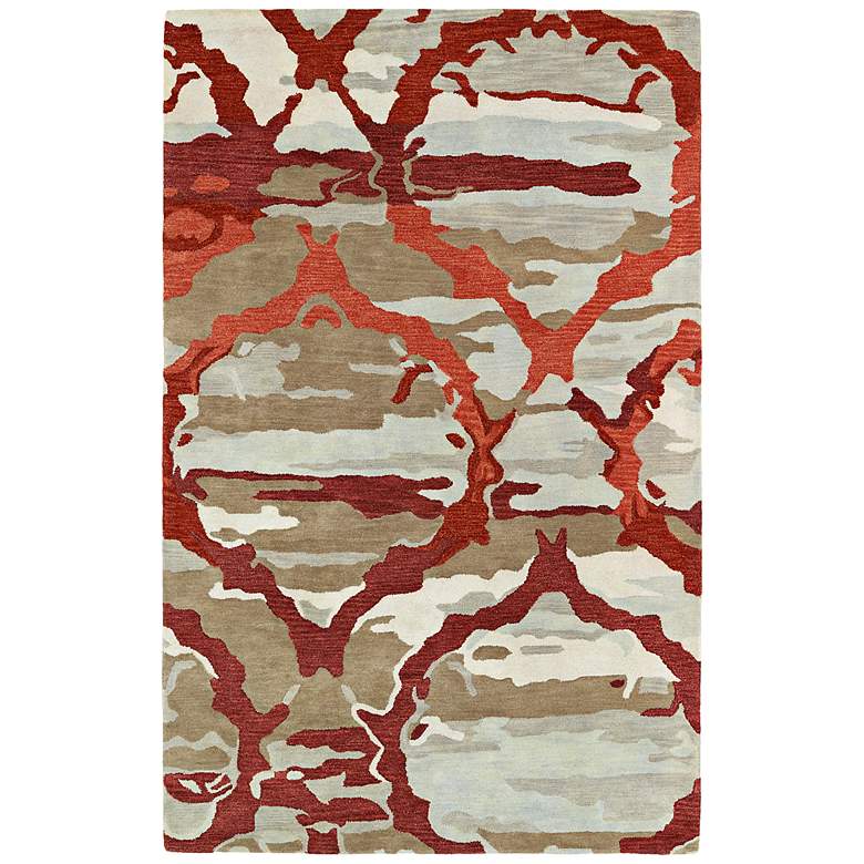 Image 1 Kaleen Brushstrokes BRS02-25 5&#39;x7&#39;9 inch Taupe and Red Wool Rug