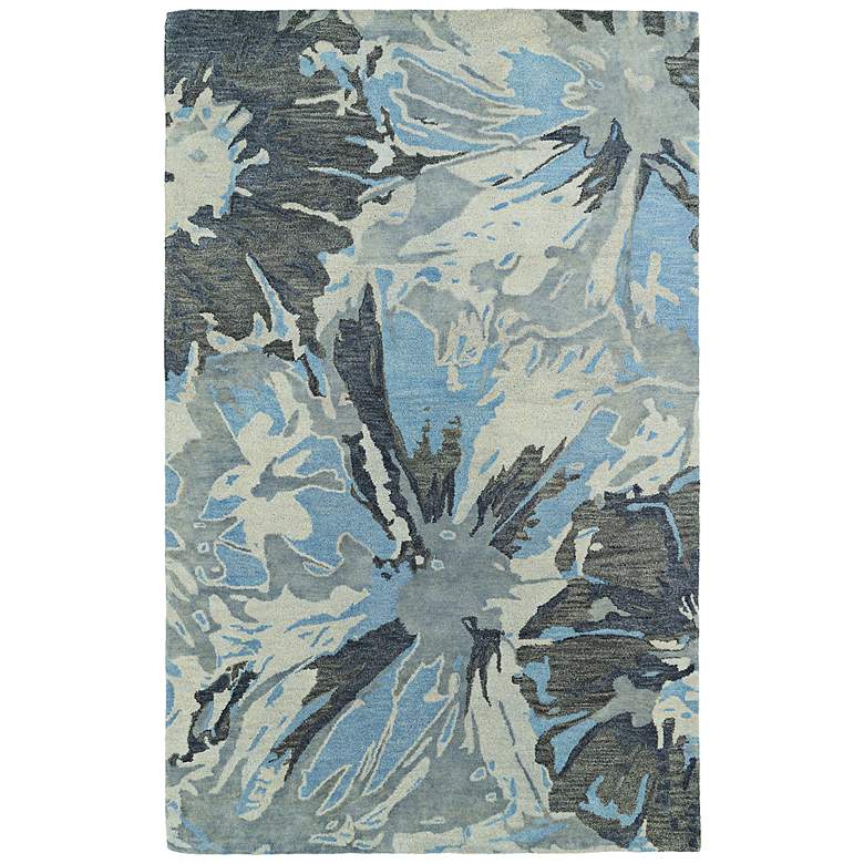 Image 1 Kaleen Brushstrokes BRS06-75 5'x7'9" Blue and Gray Wool Rug