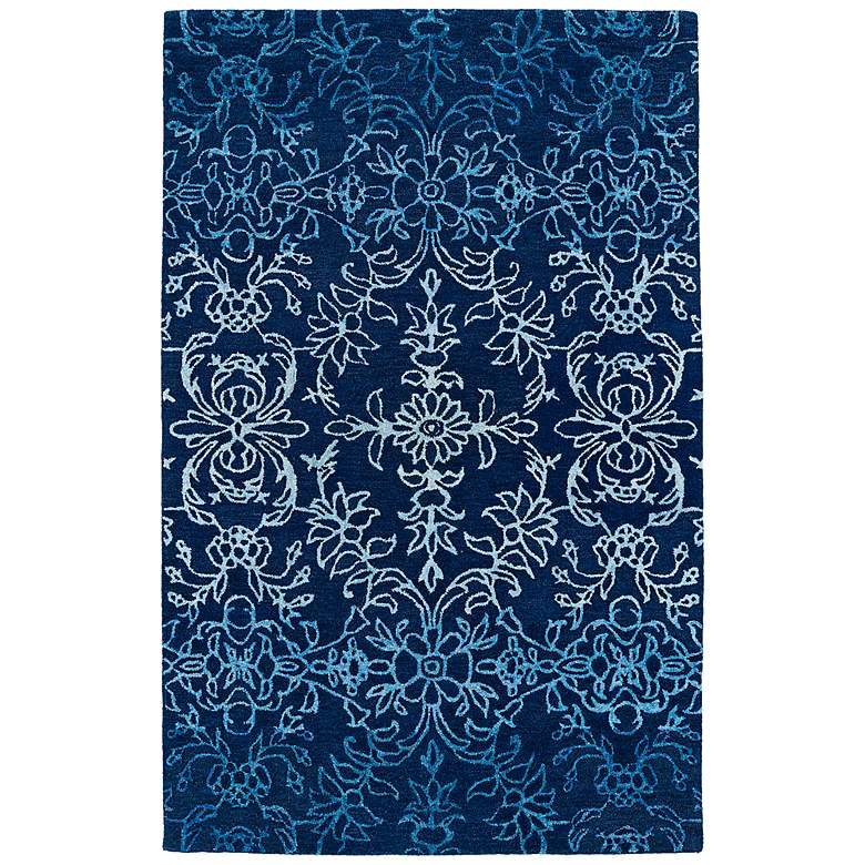 Image 1 Kaleen Divine DIV01-17 5&#39;x7&#39;9 inch Blue Floral Ombre Wool Rug 