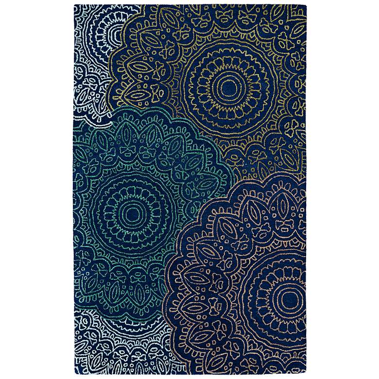 Image 1 Kaleen Divine DIV03-22 5&#39;x7&#39;9 inch Navy Floral Wool Area Rug