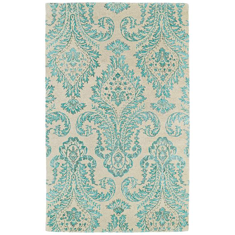 Image 1 Kaleen Divine DIV06-78 5&#39;x7&#39;9 inch Turquoise Blue Wool Area Rug