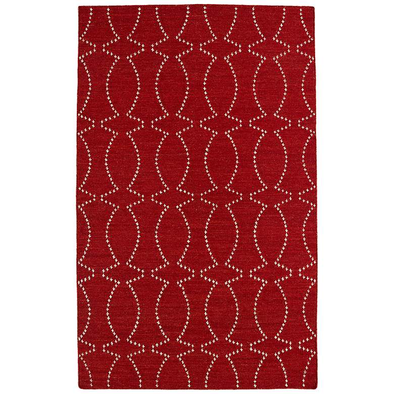 Image 1 Kaleen Glam GLA07-25 5&#39;x8&#39; Deep Red Flatweave Wool Rug