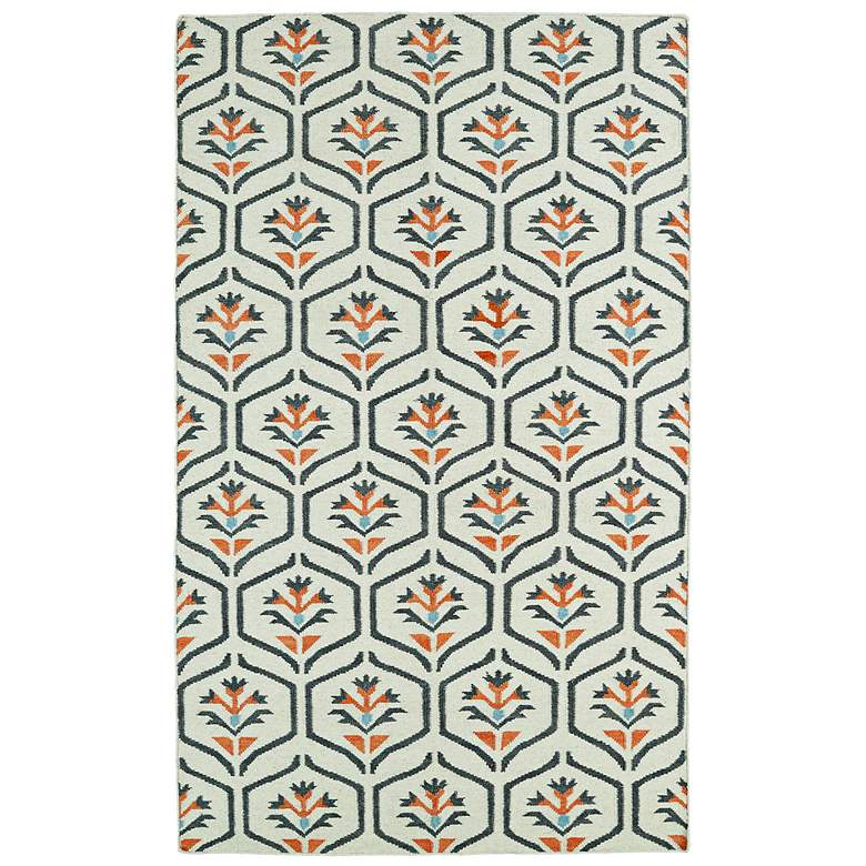 Image 1 Kaleen Glam GLA08-99 5&#39;x8&#39; Ivory with Coral Wool Rug