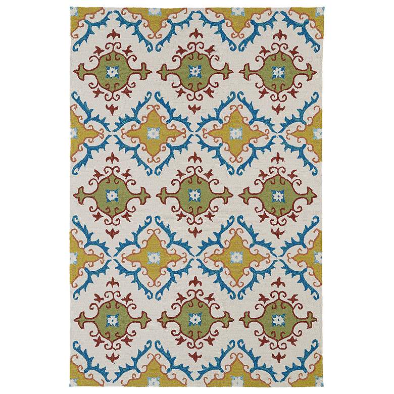 Image 1 Kaleen Home &amp; Porch 2030-01 Ivory and Yellow 5&#39;x7&#39;6 inch Rug