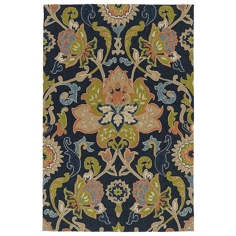 Image 1 Kaleen Home &amp; Porch 2042-22 Navy Floral 5&#39;x7&#39;6 inch Area Rug