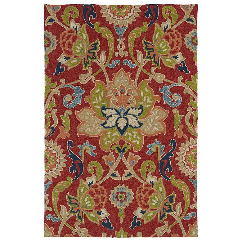 Image 1 Kaleen Home &amp; Porch 2042-25 Red Floral 5&#39;x7&#39;6 inch Rug