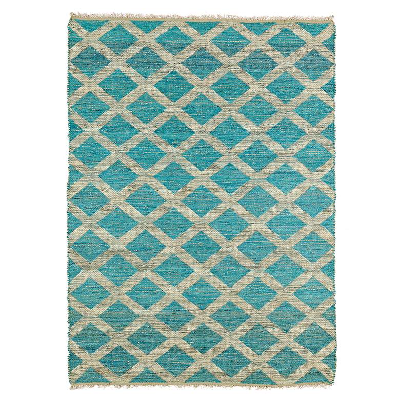 Image 1 Kaleen Kenwood KEN05-91 5'x7'9" Teal Blue Lattice Jute Rug