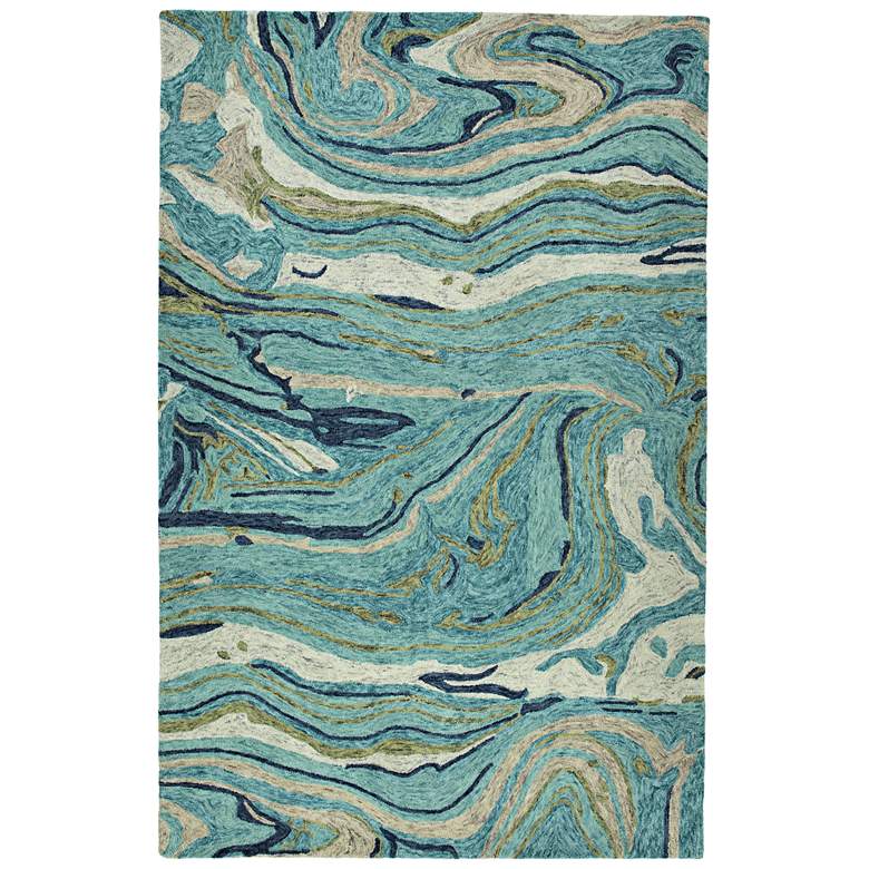 Image 1 Kaleen Marble MBL03-91 5&#39;x7&#39;9 inch Teal Wool Area Rug