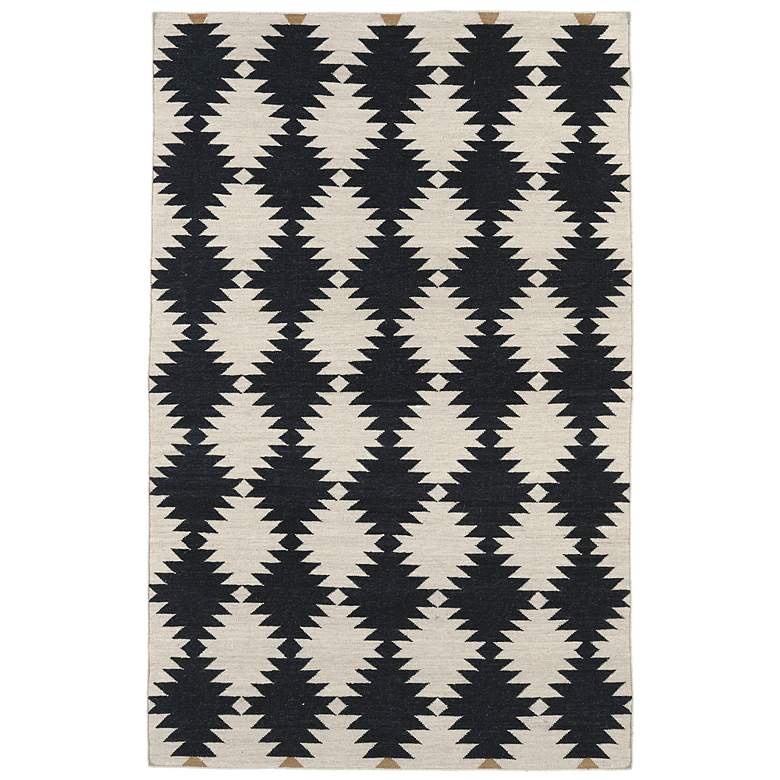 Image 1 Kaleen Nomad NOM02-02 Black 5&#39;x8&#39; Wool Area Rug