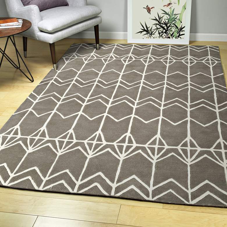 Image 1 Kaleen Origami ORG05-75 5'x7'6" Gray Wool Area Rug