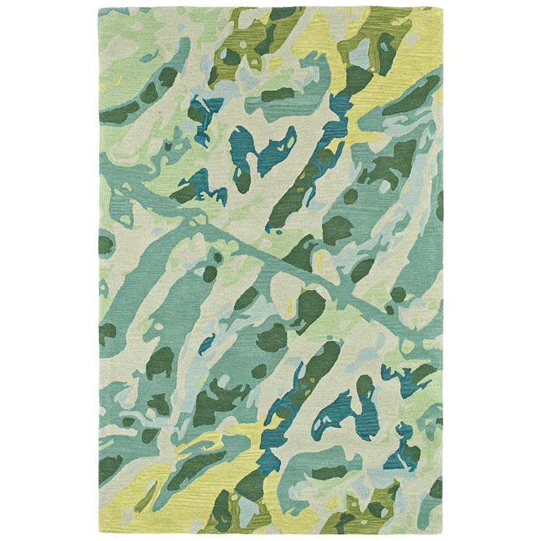 Image 1 Kaleen Pastiche PAS01-78 5&#39;x7&#39;9 inch Turquoise Wool Area Rug