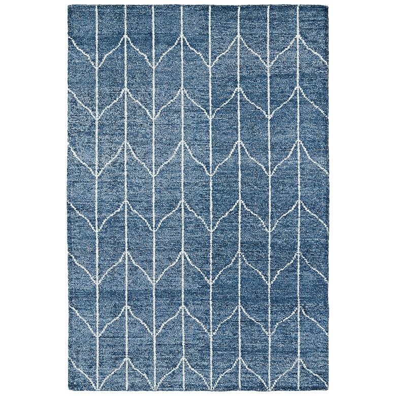 Image 1 Kaleen Solitaire SOL05-10 5' x 8' Blue Bamboo Silk Area Rug