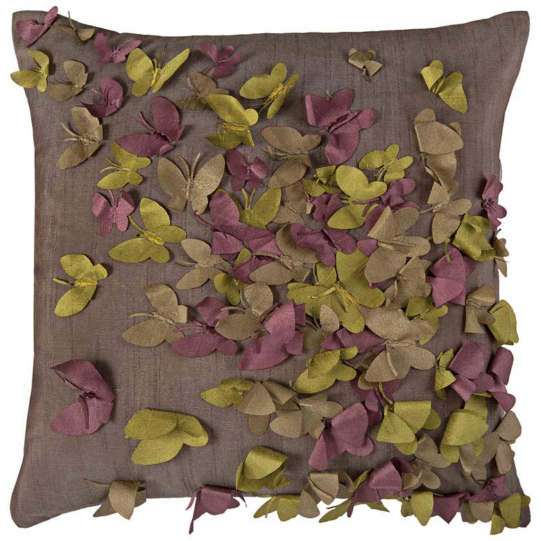 Image 1 Kaleidoscope Butterfly Frenzy Gray 18 inch Square Throw Pillow