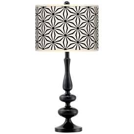 Image1 of Kaleidoscope Flowers Giclee Paley Black Table Lamp