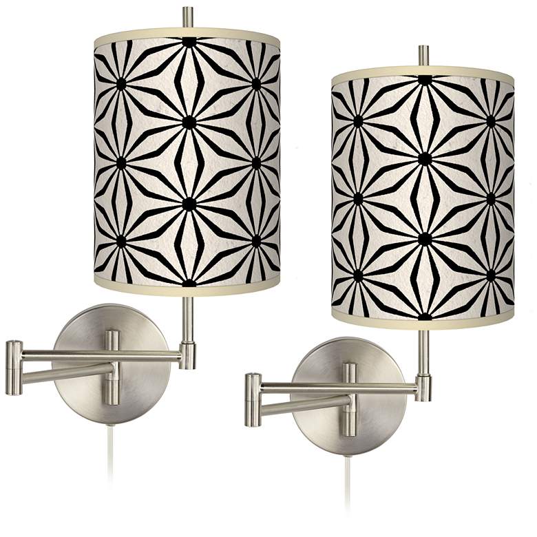 Image 1 Kaleidoscope Flowers Tessa Brushed Nickel Wall Lamps Set of 2